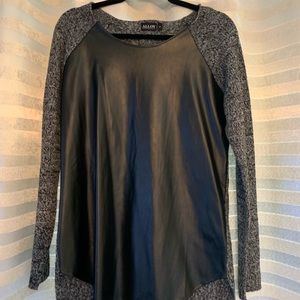 Black Faux Leather Sweater